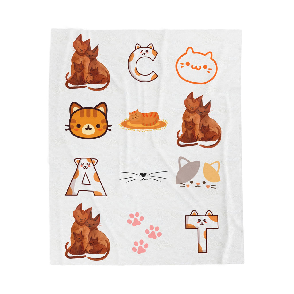 Cozy Cat-Themed Velveteen Plush Blanket - Perfect for Cat Lovers, Home Decor, Gift for Pet Owners, Soft Throw Blanket