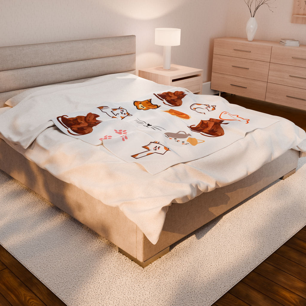 Cozy Cat-Themed Velveteen Plush Blanket - Perfect for Cat Lovers, Home Decor, Gift for Pet Owners, Soft Throw Blanket