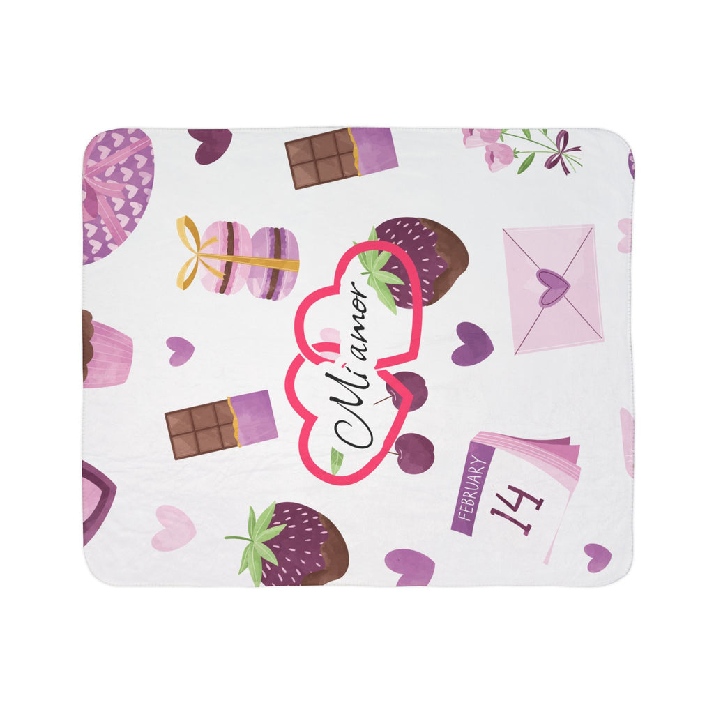 Valentine's Day Fleece Sherpa Blanket - Cozy Love Gift, Heart Pattern Throw, Sweetheart Blanket, Romantic Decor, Warm Soft Blanket