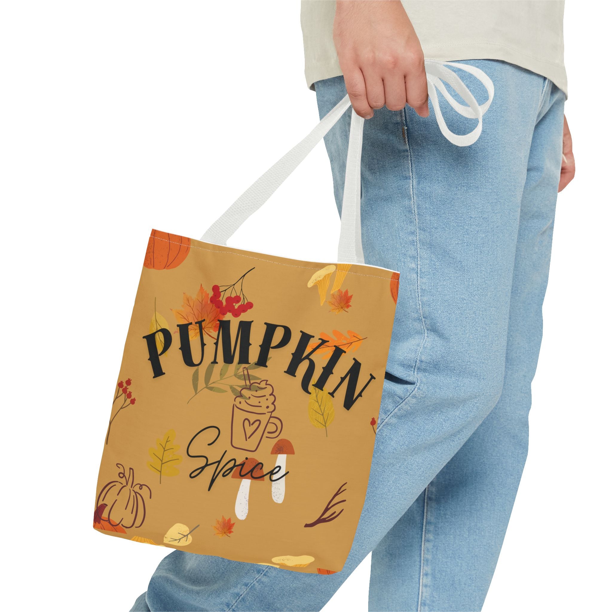 Autumn Vibes Tote Bag, Cute Pumpkin Spice Bag, Fall Patterned Bag, Everyday Use, Gift for Her, Seasonal Shopping Bag