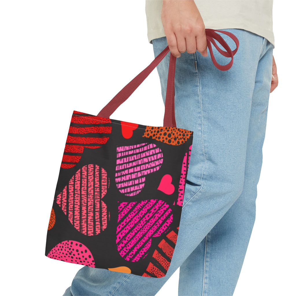Heart Patterned Tote Bag for Everyday Use, Valentine's Gift, Shopping Bag, Beach Tote, Reusable Grocery Bag
