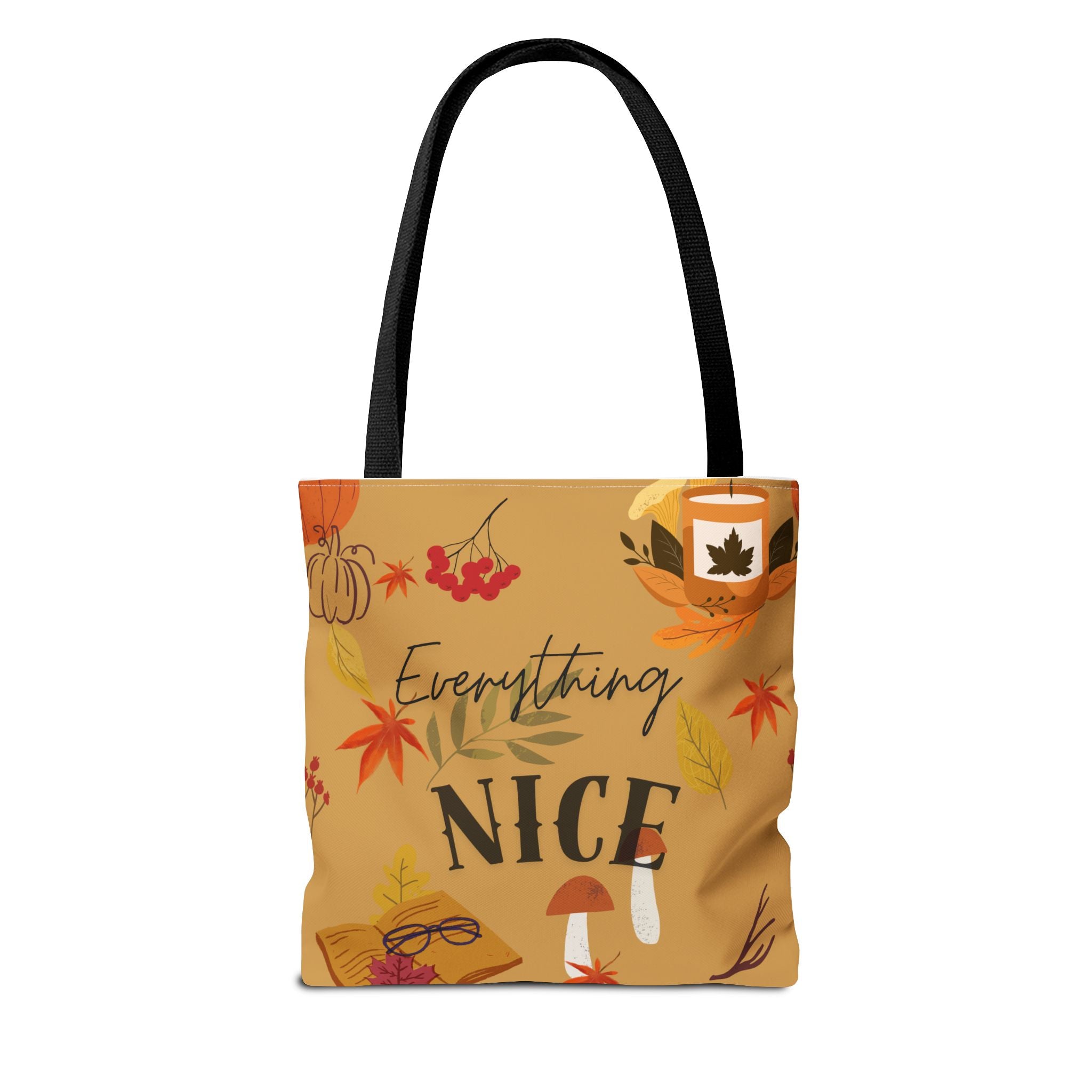 Autumn Vibes Tote Bag, Cute Pumpkin Spice Bag, Fall Patterned Bag, Everyday Use, Gift for Her, Seasonal Shopping Bag