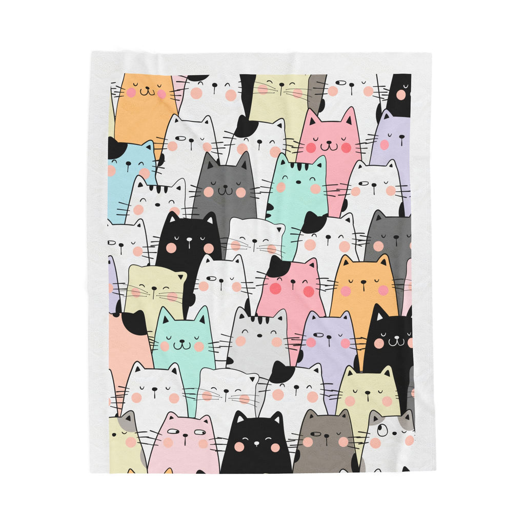 Cute Cat Pattern Velveteen Blanket, Cozy Throw for Pet Lovers, Ideal Gift for Cat Lovers, Soft Fleece Blanket for Home Decor, Cute Cat Gifts