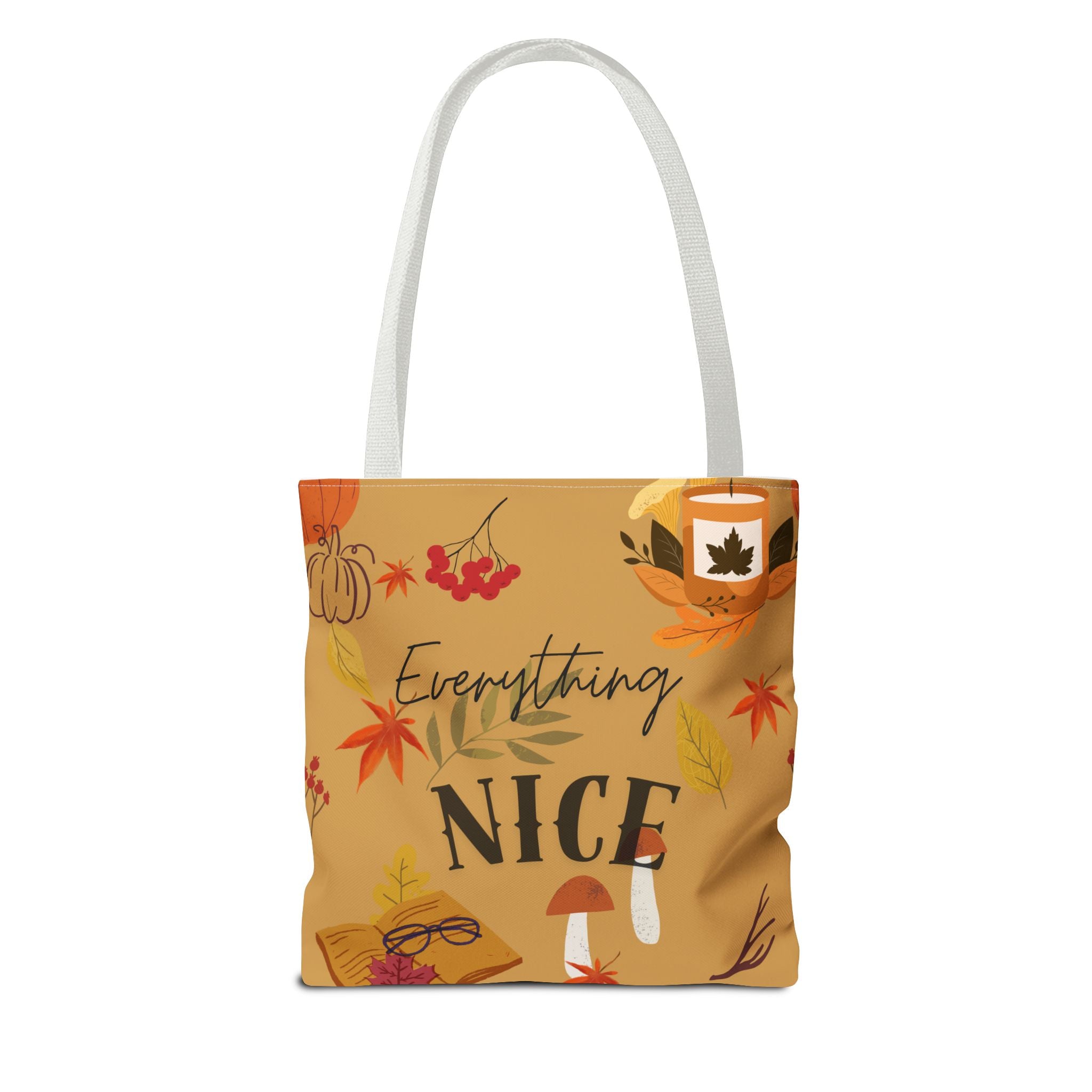 Autumn Vibes Tote Bag, Cute Pumpkin Spice Bag, Fall Patterned Bag, Everyday Use, Gift for Her, Seasonal Shopping Bag