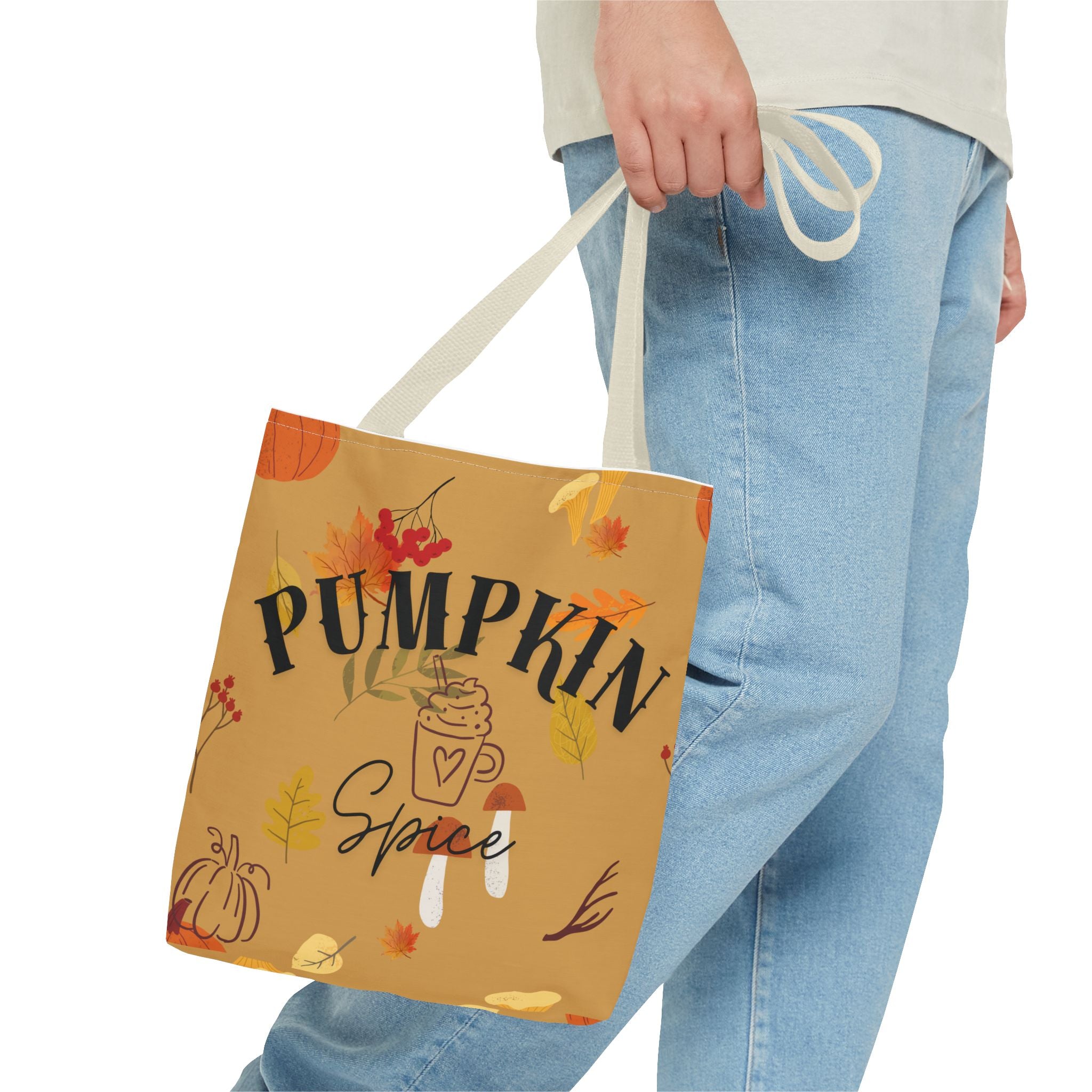 Autumn Vibes Tote Bag, Cute Pumpkin Spice Bag, Fall Patterned Bag, Everyday Use, Gift for Her, Seasonal Shopping Bag
