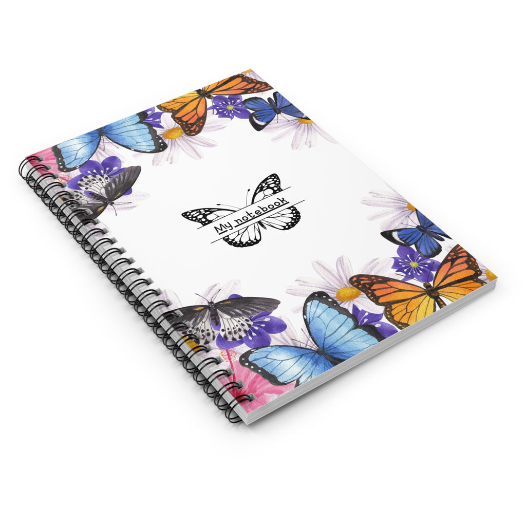 Butterfly Blossom Spiral Notebook, Elegant Journal, Floral Diary, Cute Stationery, Gift for Students, Nature Lovers, Writing Pad