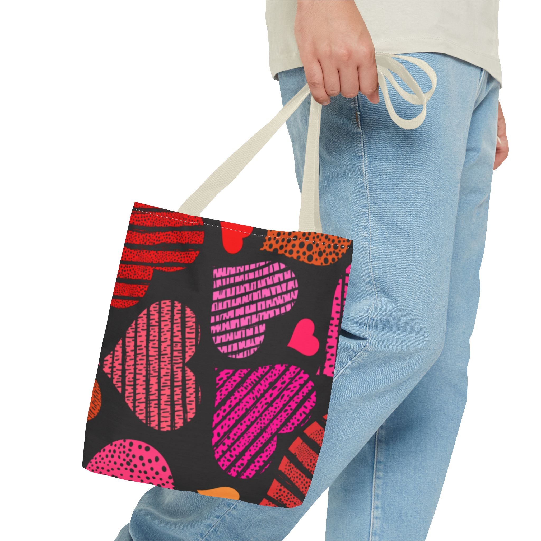Heart Patterned Tote Bag for Everyday Use, Valentine's Gift, Shopping Bag, Beach Tote, Reusable Grocery Bag