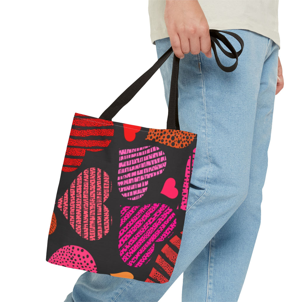 Heart Patterned Tote Bag for Everyday Use, Valentine's Gift, Shopping Bag, Beach Tote, Reusable Grocery Bag