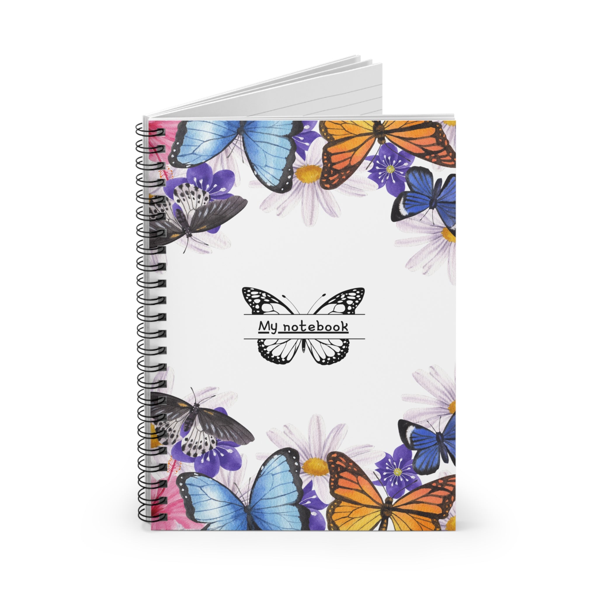 Butterfly Blossom Spiral Notebook, Elegant Journal, Floral Diary, Cute Stationery, Gift for Students, Nature Lovers, Writing Pad