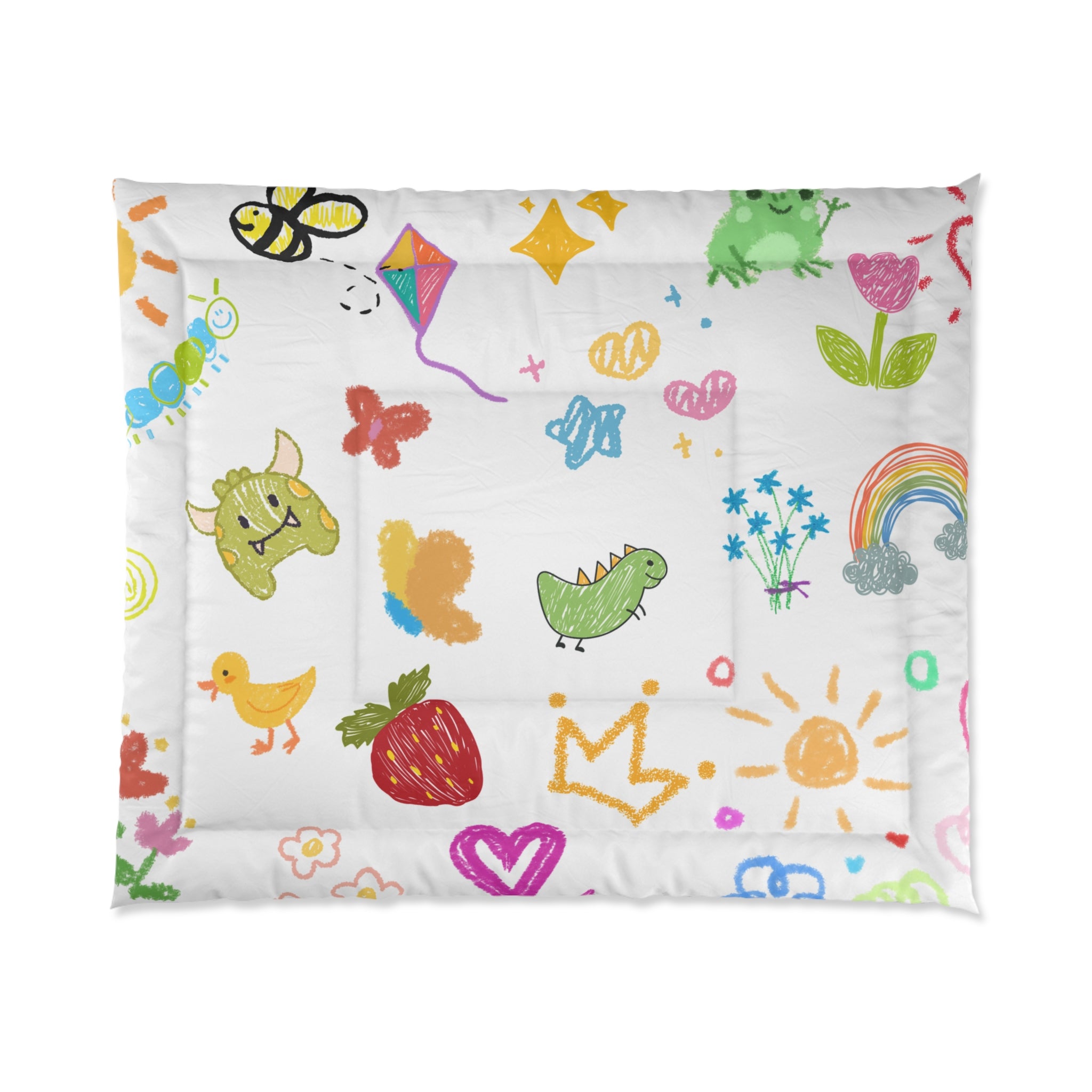 Whimsical Kids Comforter - Colorful Cartoon Design, Cozy Bedroom Decor, Fun Gift for Birthdays, Playrooms, Nursery, Toddler Room