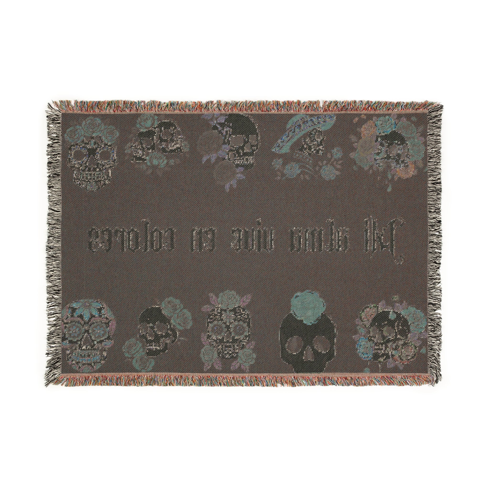 Colorful Woven Blanket, Cozy Throw for Home Decor, Boho Style Blanket, Skull Design Blanket, Gift for Occasions