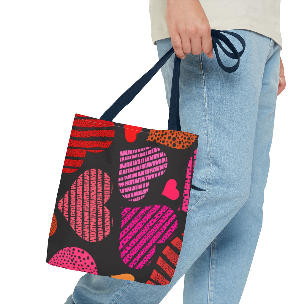 Heart Patterned Tote Bag for Everyday Use, Valentine's Gift, Shopping Bag, Beach Tote, Reusable Grocery Bag