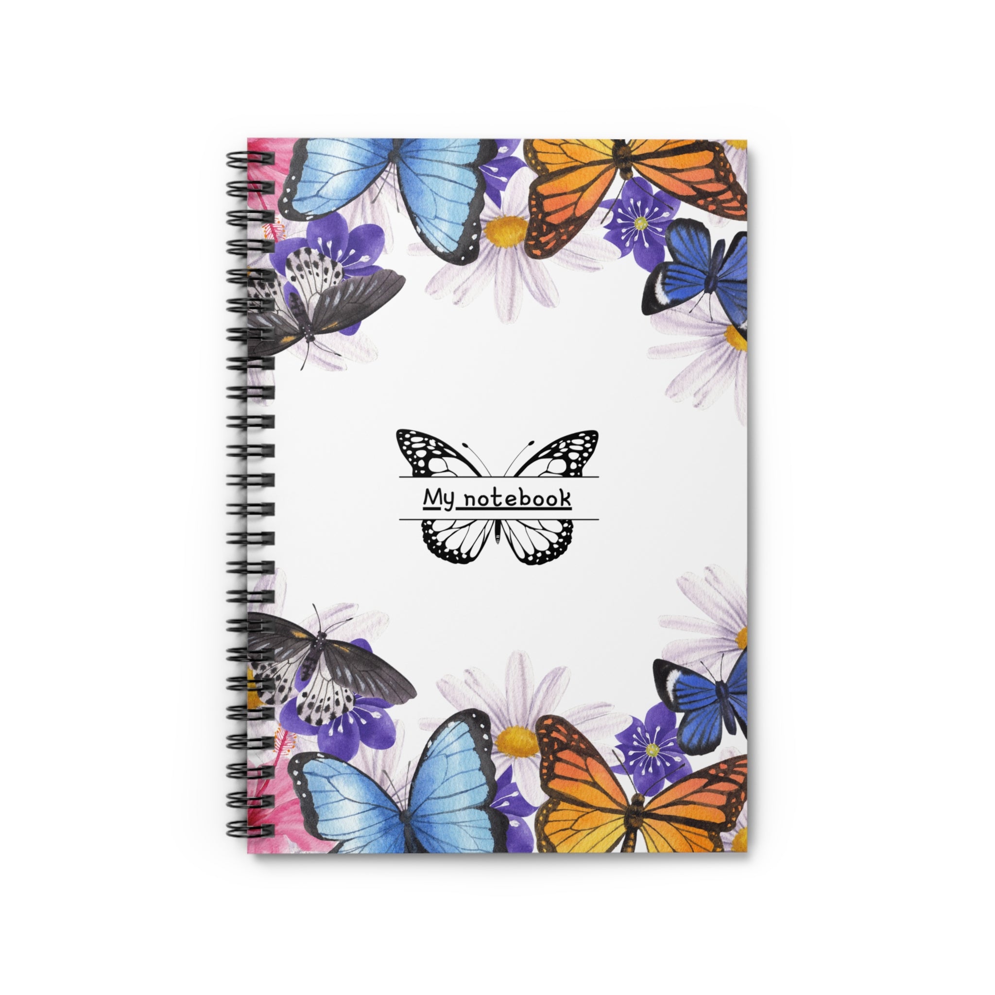 Butterfly Blossom Spiral Notebook, Elegant Journal, Floral Diary, Cute Stationery, Gift for Students, Nature Lovers, Writing Pad