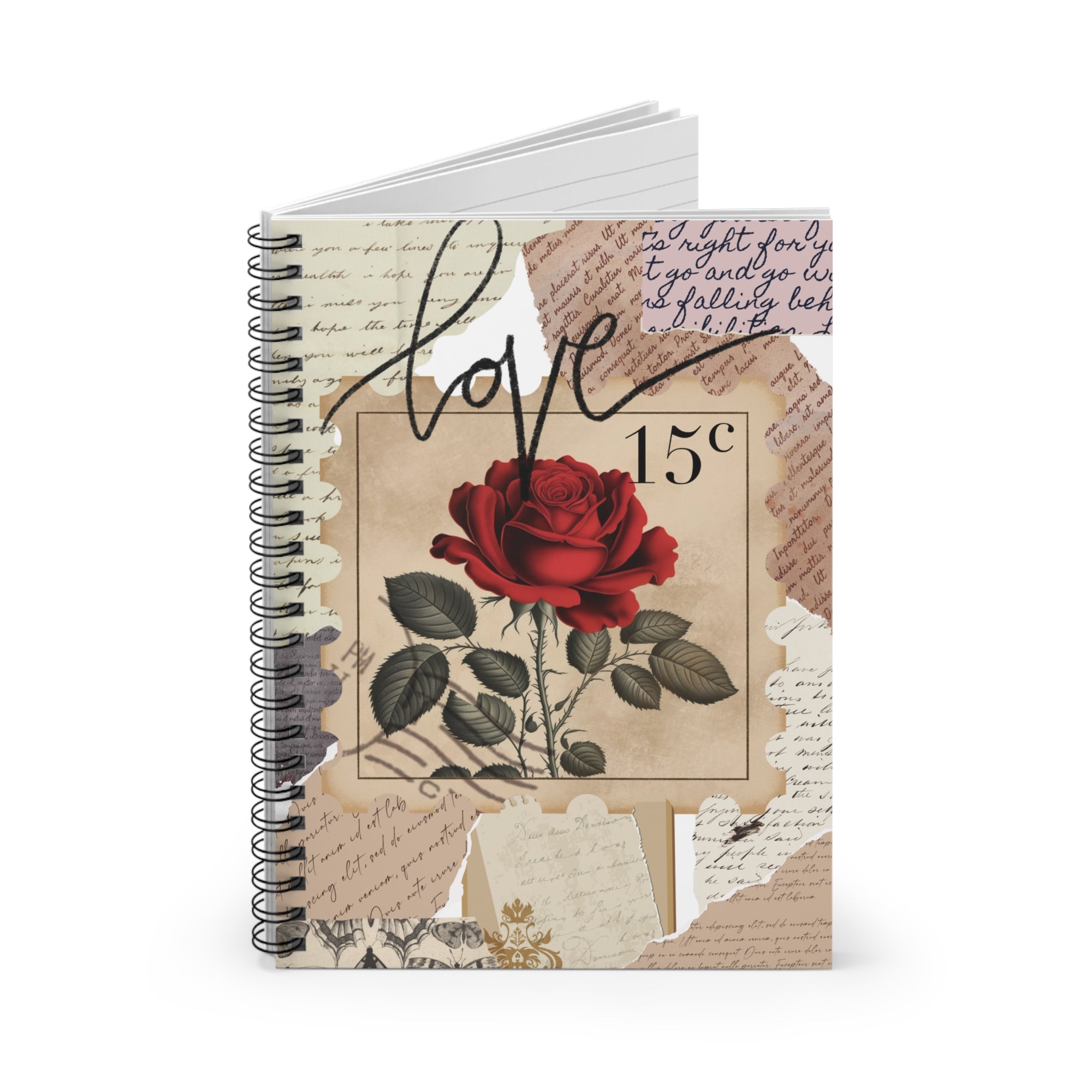 Romantic Vintage Spiral Notebook - Perfect for Journaling, Gift for Writers, Love Notes, School or Work, Floral Design