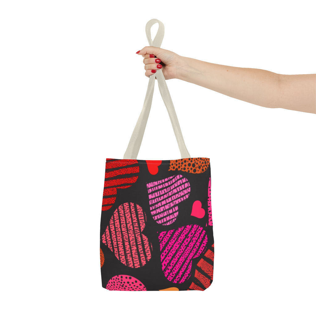 Heart Patterned Tote Bag for Everyday Use, Valentine's Gift, Shopping Bag, Beach Tote, Reusable Grocery Bag