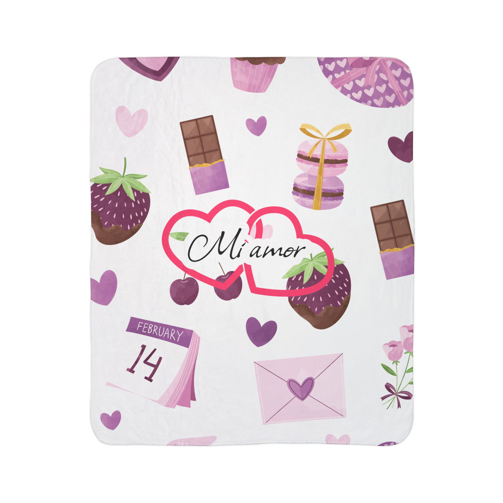 Valentine's Day Fleece Sherpa Blanket - Cozy Love Gift, Heart Pattern Throw, Sweetheart Blanket, Romantic Decor, Warm Soft Blanket