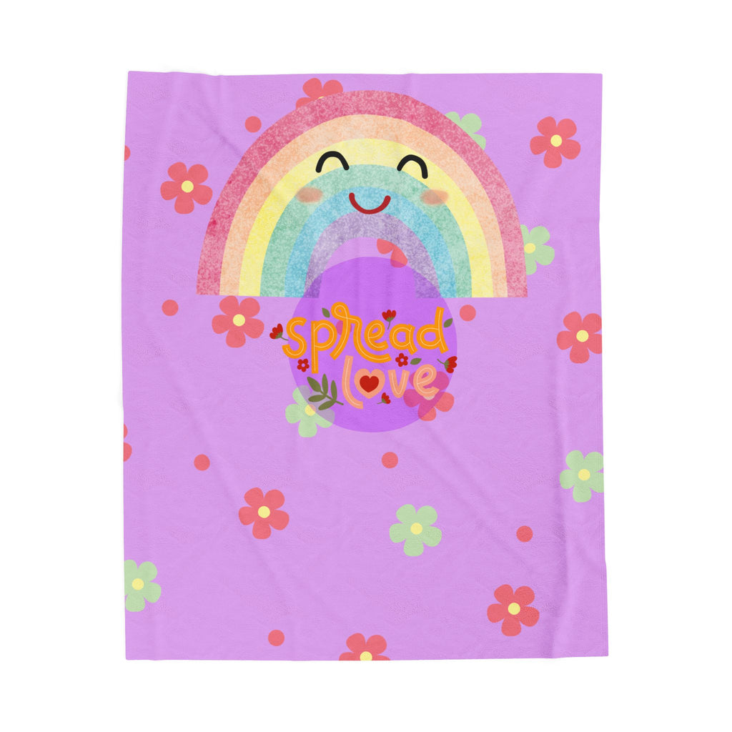 Rainbow Floral Plush Blanket | Cozy Throw for Kids, Nursery Decor, Birthday Gift, Spread Love, Soft Blanket