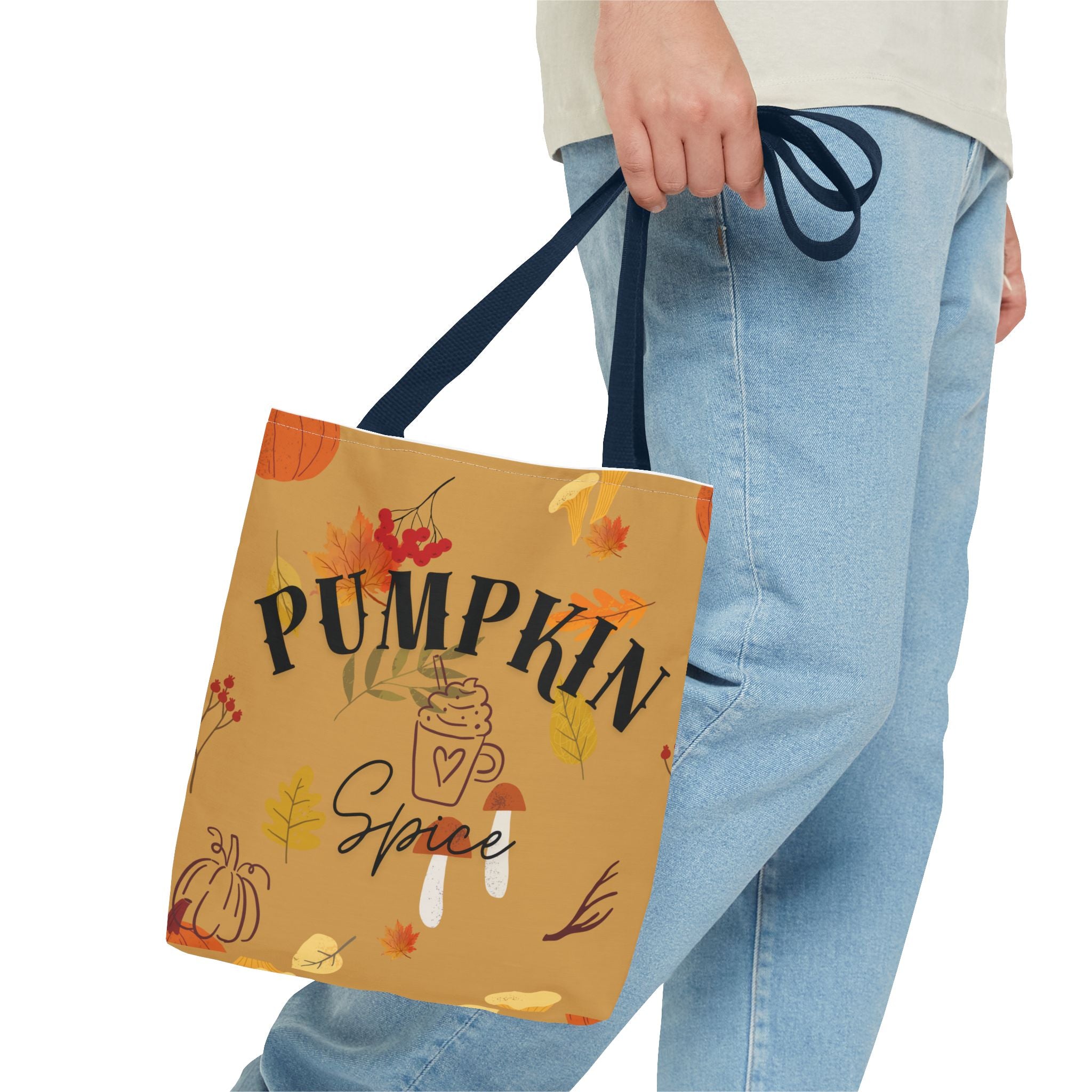 Autumn Vibes Tote Bag, Cute Pumpkin Spice Bag, Fall Patterned Bag, Everyday Use, Gift for Her, Seasonal Shopping Bag