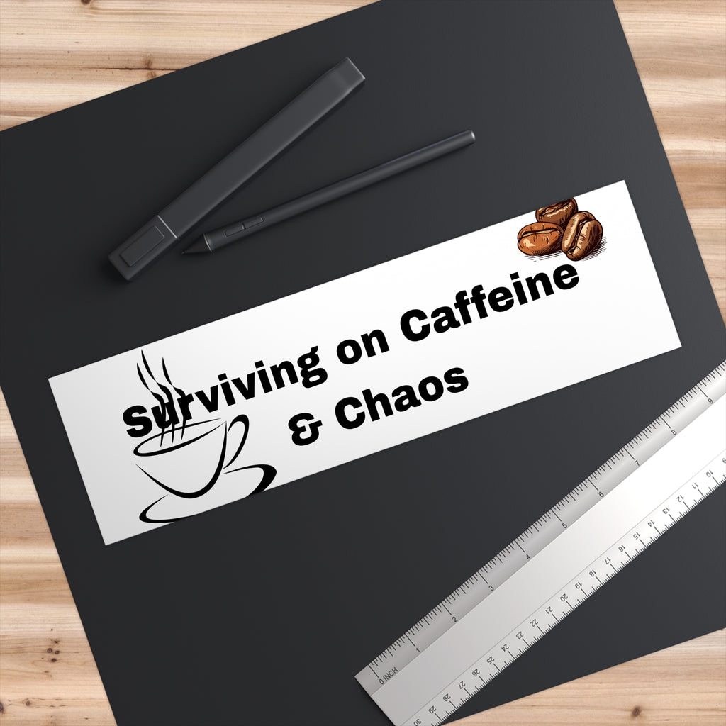 Caffeine & Chaos Bumper Stickers - Perfect Gift for Coffee Lovers, Car Decor, Unique Car Accessories, Fun Coffee Stickers, Custom Bumper Art