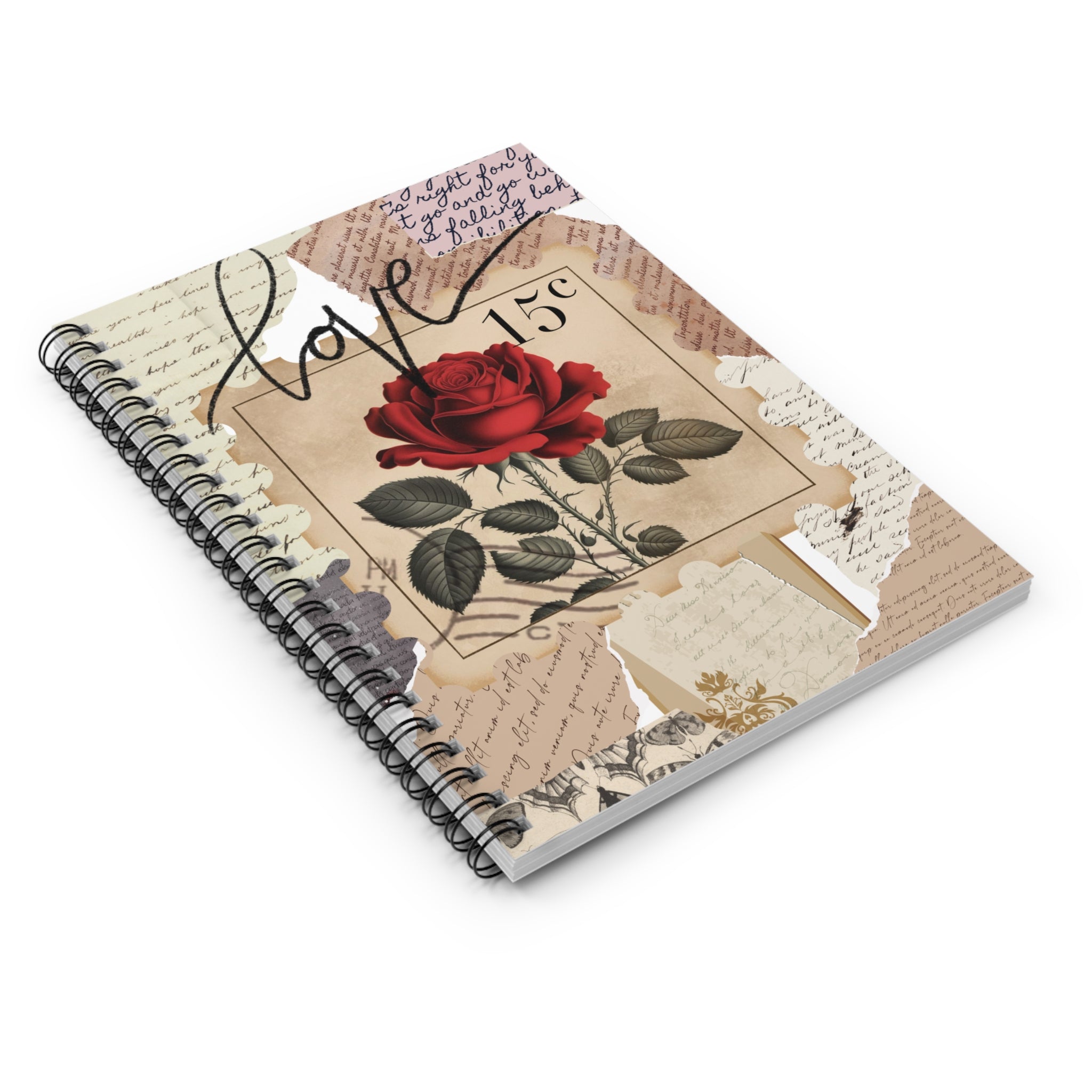 Romantic Vintage Spiral Notebook - Perfect for Journaling, Gift for Writers, Love Notes, School or Work, Floral Design